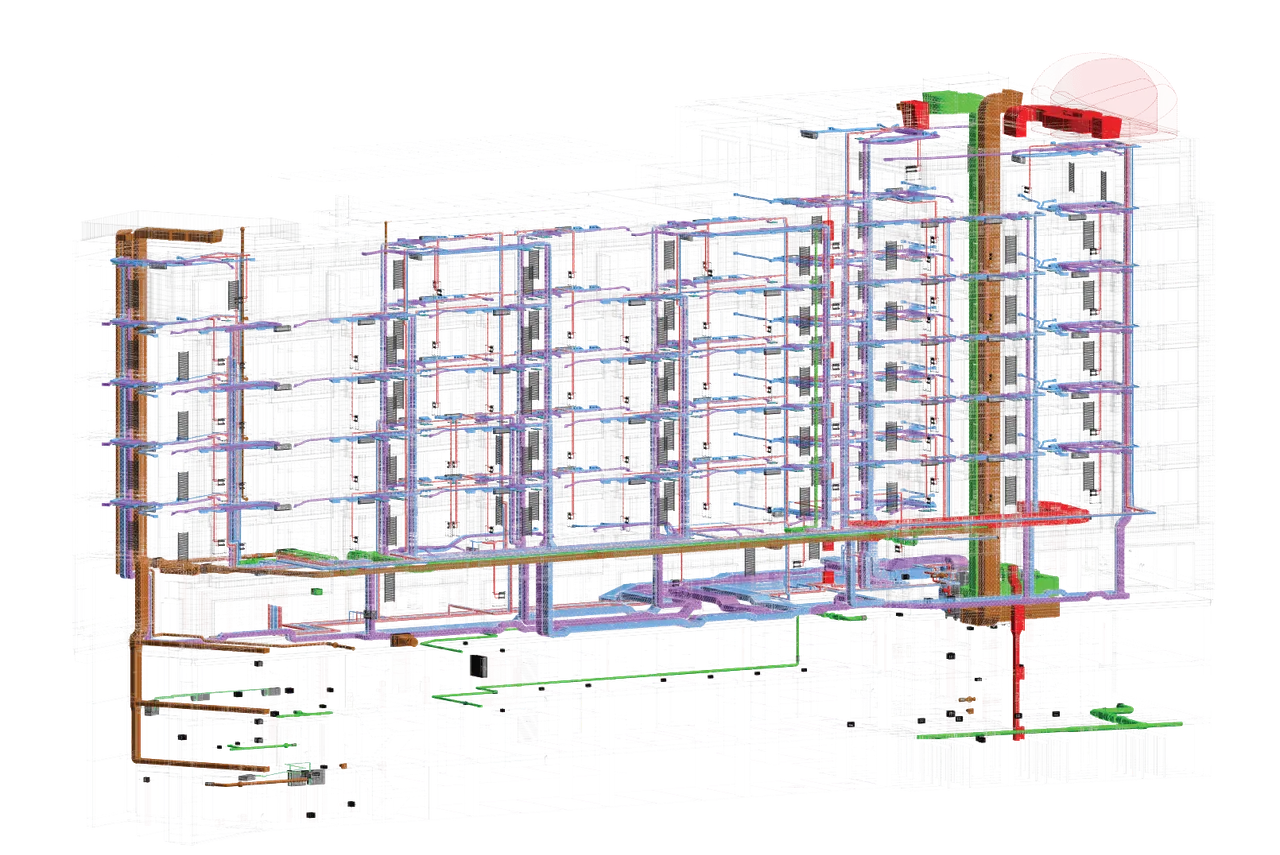 BIM model potrubních rozvodů z Revitu